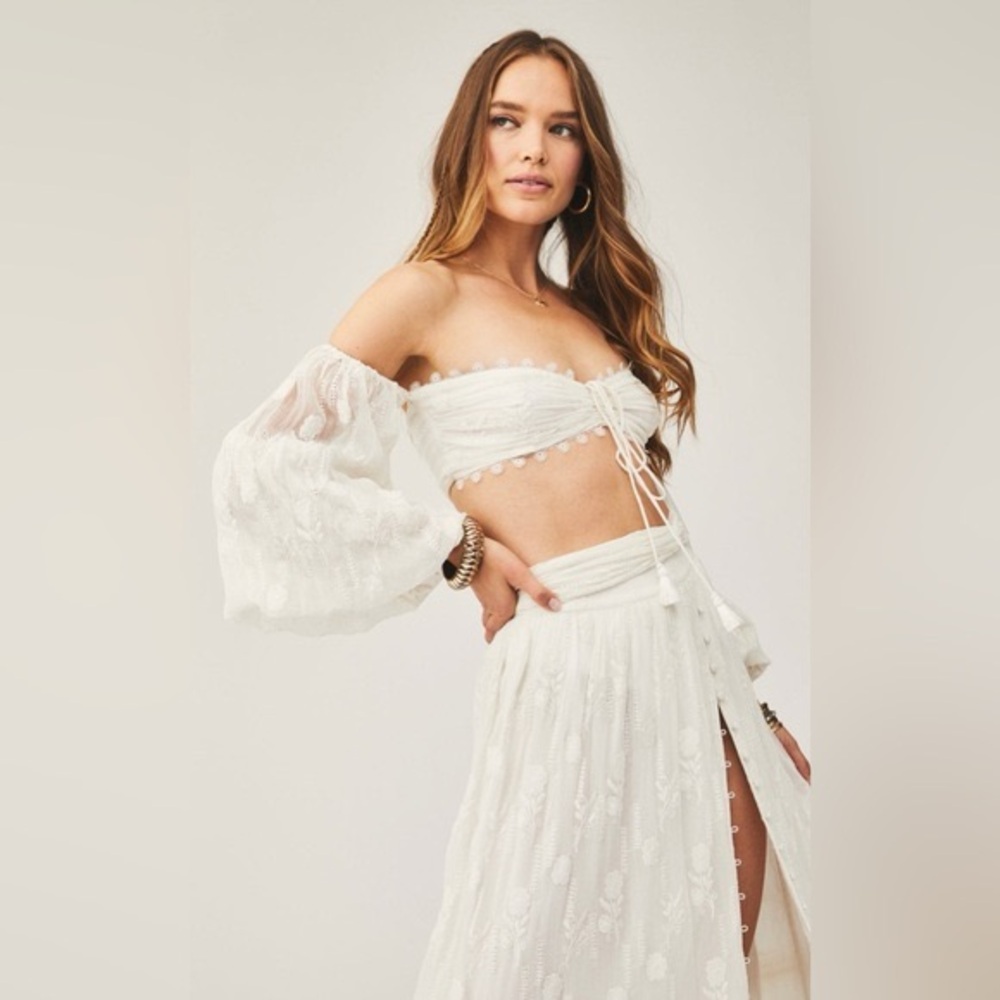 ROCOCO SAND - WILLA LONG MAXI SKIRT - OFF WHITE, XS Lace NWT - Picture 3 of 9
